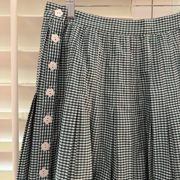 Loeffler Randall Emlyn Midi Skirt - Green Gingham / US 6 - Picture 3 of 9